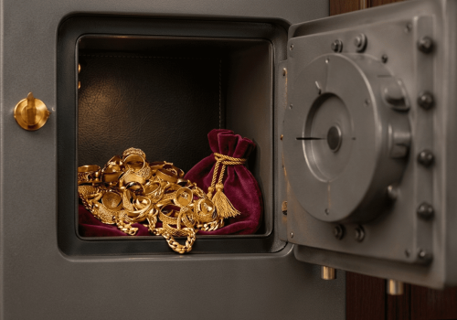 Gold jewelry secured inside a safety vault